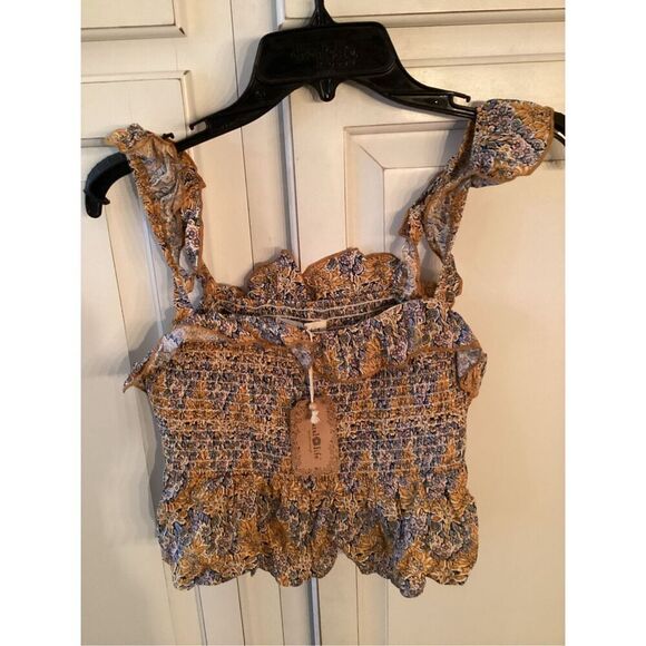 NEW Natural Life Mix & Match Smocked Crop Top Sz L Floral - Picture 2 of 9